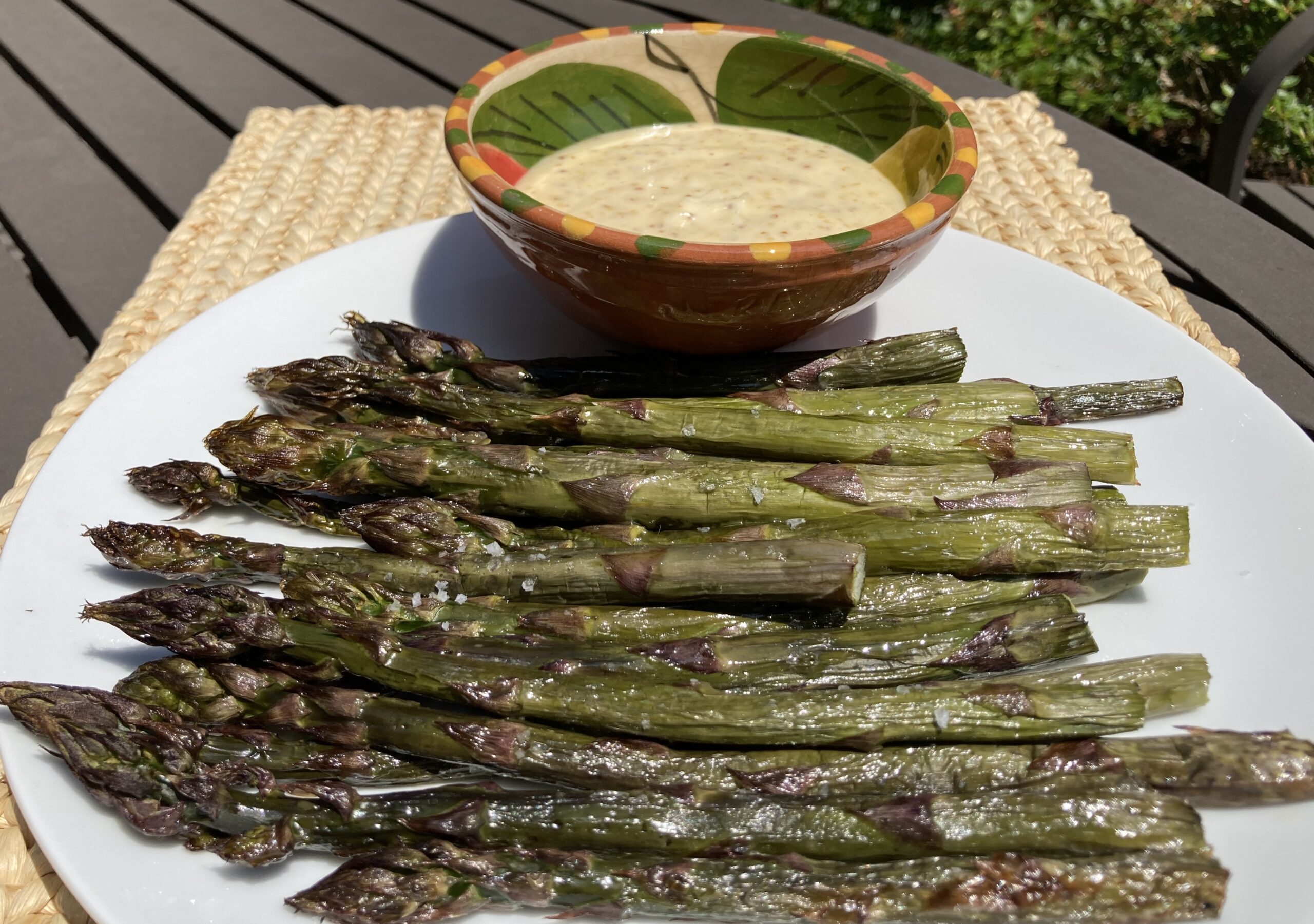 Roasted Purple Asparagus with Honey Mustard Mayo