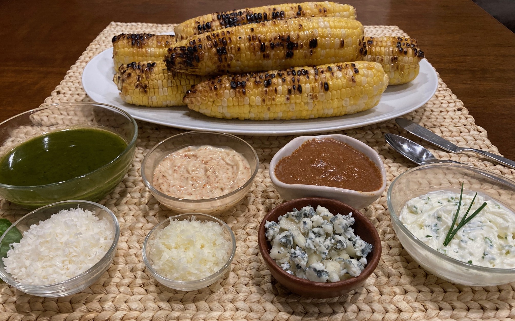 Grilled Sweet Corn with DIY Toppings